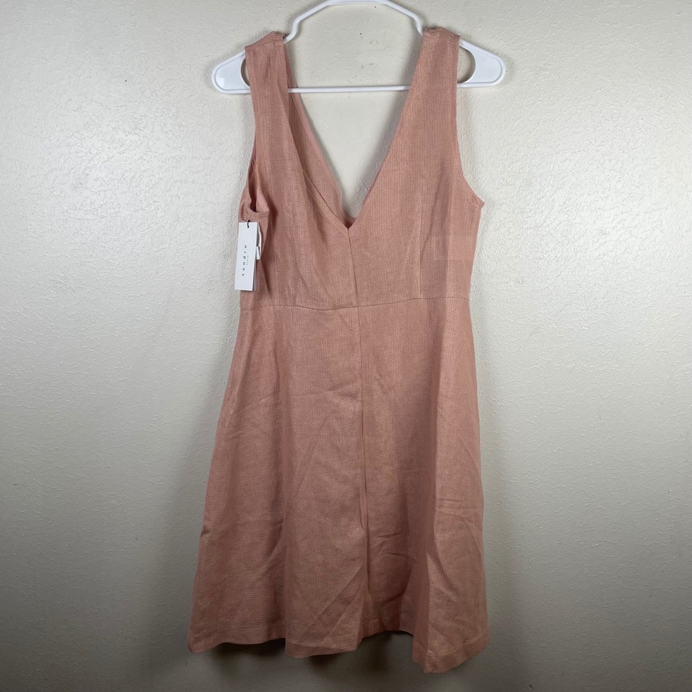 Sandro Paris Sleeveless V Neck Textured Mini Dress Rose Pink - Picture 4 of 9